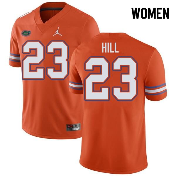 Women's NCAA Florida Gators Jaydon Hill #23 Stitched Authentic Jordan Brand Orange College Football Jersey BBL0465IH